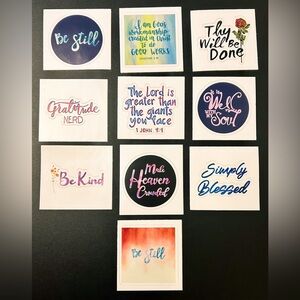 Vinyl Stickers Decals Water Resistant Christian Inspirational Bible God 10 Pack